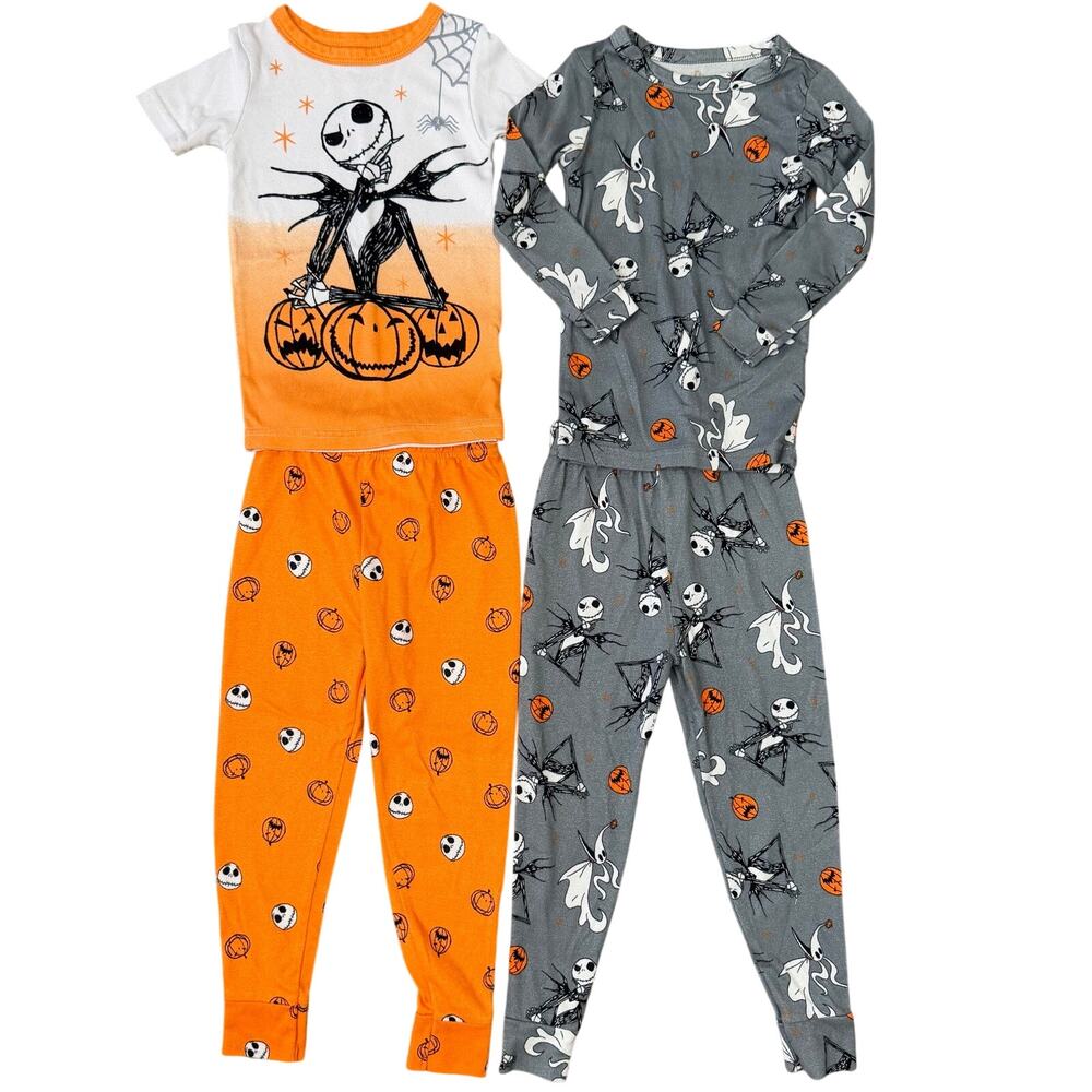 Disney The Nightmare Before Christmas PJ Set Bundle Size 4T Gray & Orange